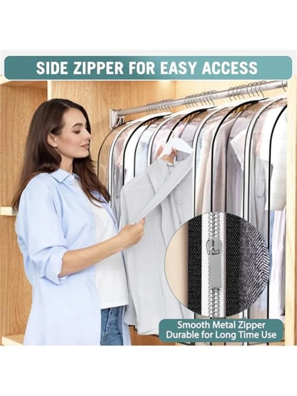 Clear Garment Bags Hanging Suit Coat Storage Closet Dust Cover 40 Inch 4 Pack